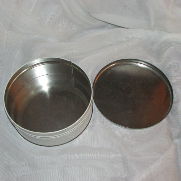 Vintage Cookie Biscuit Tin Floral Cross-stitch Round Metal Storage Canister - Picture 7 of 12